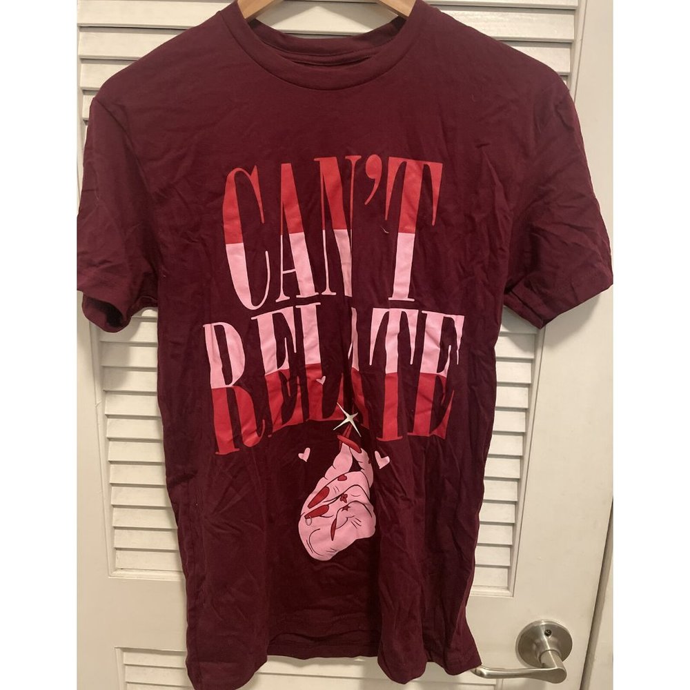 Cant Relate Jeffree Star Cosmetics Burgundy T Shirt Mens Medium S Cotton USA